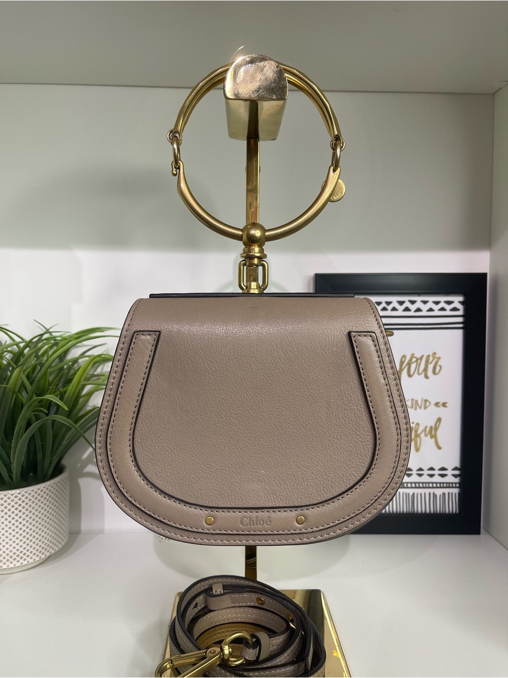 Chloe Taupe Nile Bracelet Bag / Crossbody with Gold tone Hardware